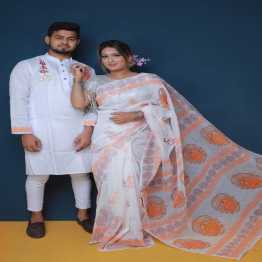 Couple Dress Saree Panjabi & Pajama Combo For Men & Women Fashion