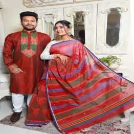 Couple Dress Saree Panjabi & Pajama Combo For Men & Women Fashion