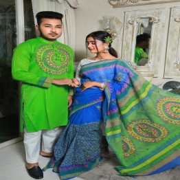 Couple Dress Saree Panjabi & Pajama Combo For Men & Women Fashion