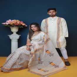 Couple Dress Saree Panjabi & Pajama Combo For Men & Women Fashion