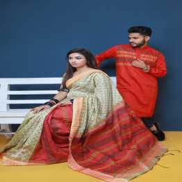 Couple Dress Saree Panjabi & Pajama Combo For Men & Women Fashion