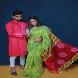 Couple Dress Saree Panjabi & Pajama Combo For Men & Women Fashion