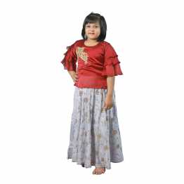 Girls Skirt Ash Maroon Tops
