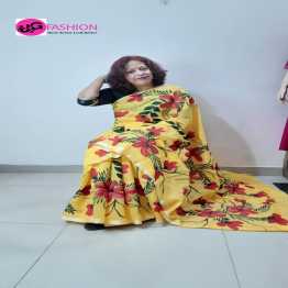 Hand painting dhupian silk saree