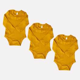 Livingtex Global  3 PC'S MUSTARD BABY ROMPER BODYSUIT