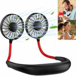 Neck Double Head Rechargeable Portable Mini Sports Fan