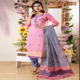 Tangail Tat Jamdani Half Silk 3 peach