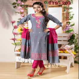 Tangail Tat Jamdani Half Silk 3 peach